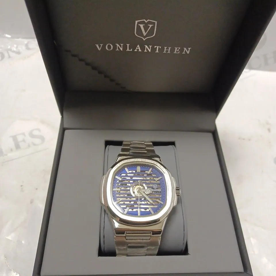 MENS VONLANTHEN AUTOMATIC WATCH SKELETON DIAL WITH STAINLESS STEEL STRAP