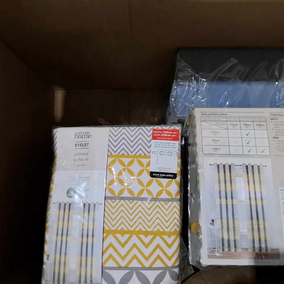 APPROXIMATELY 8 ASSORTED EYELET CURTAINS IN VARIOUS STYLES & COLOURS 