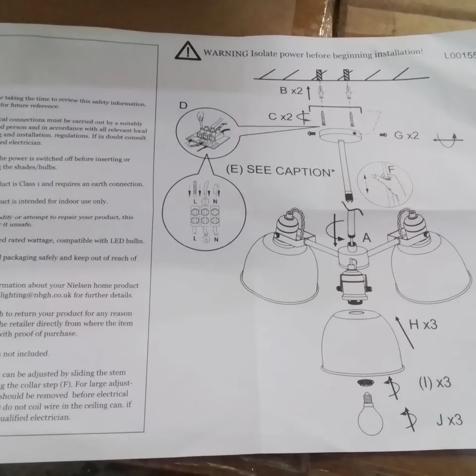 BOXED 3-LIGHT SHADED CHANDELIER 
