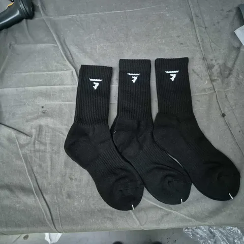 BLACK ATHLETIC SOCKS – SET OF 3 PAIRS WITH WHITE CUFF LOGO