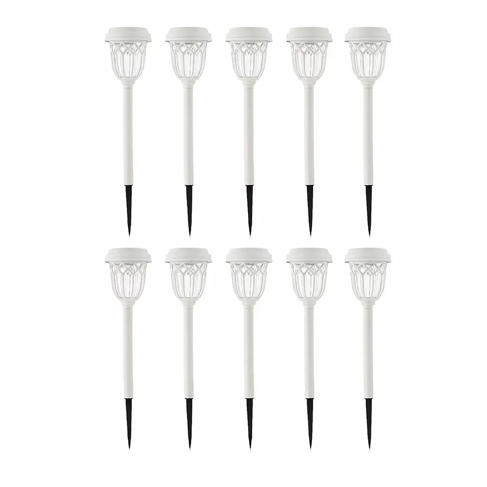 GARDEN STORIES CLASSIC SET OF 10 DUAL FUNCTION SOLAR GLASS STAKE LIGHTS BOXED