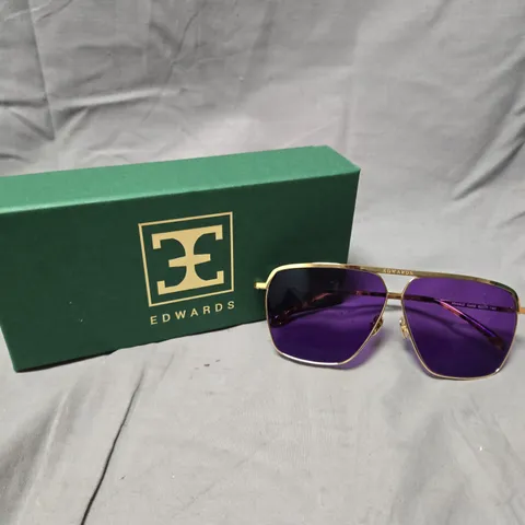 BOXED EDWARDS HIROKI2 GOLD COLOUR SUNGLASSES – PURPLE LENSES