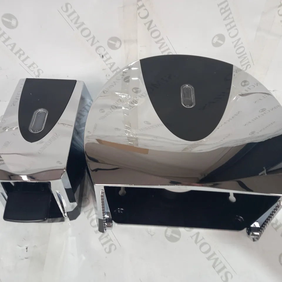 DESIGNER SOAP DISPENSER AND TOILET ROLL HOLDER