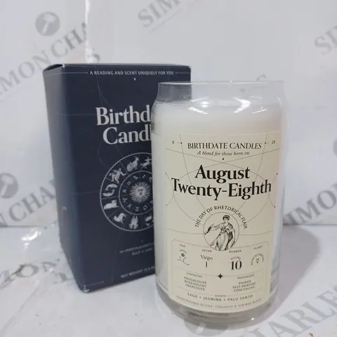 BOXED BIRTHDATE CANDLE - AUGUST TWENTY-EIGHTH