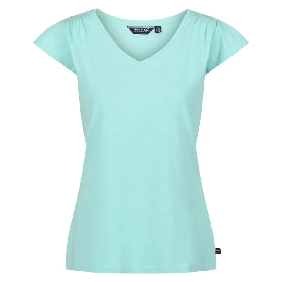 REGATTA WOMENS FRANCINE V NECK SUMMER T SHIRT OCEAN WAVE SIZE 20