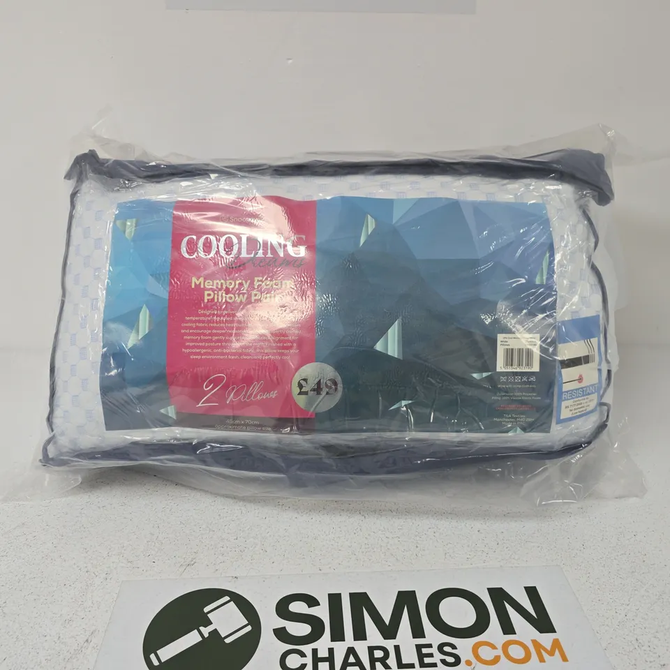 COOLING DREAMS MEMORY FOAM PILLOW PAIR – 2 PILLOWS, SEALED IN PLASTIC