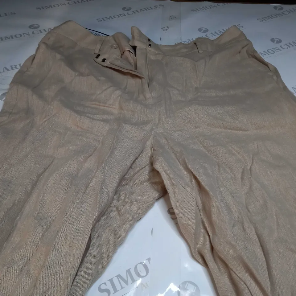 SOSANDER LONG LINEN WIDE TROUSERS IN NATURAL - SIZE 14