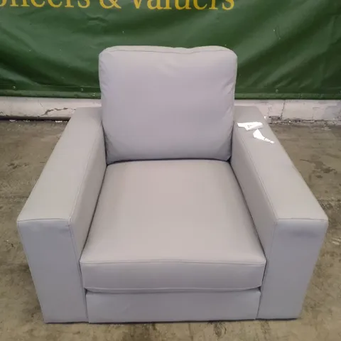 QUALITY DESIGNER BALTIMORE DOVE GREY PLUSH FABRIC ARMCHAIR 