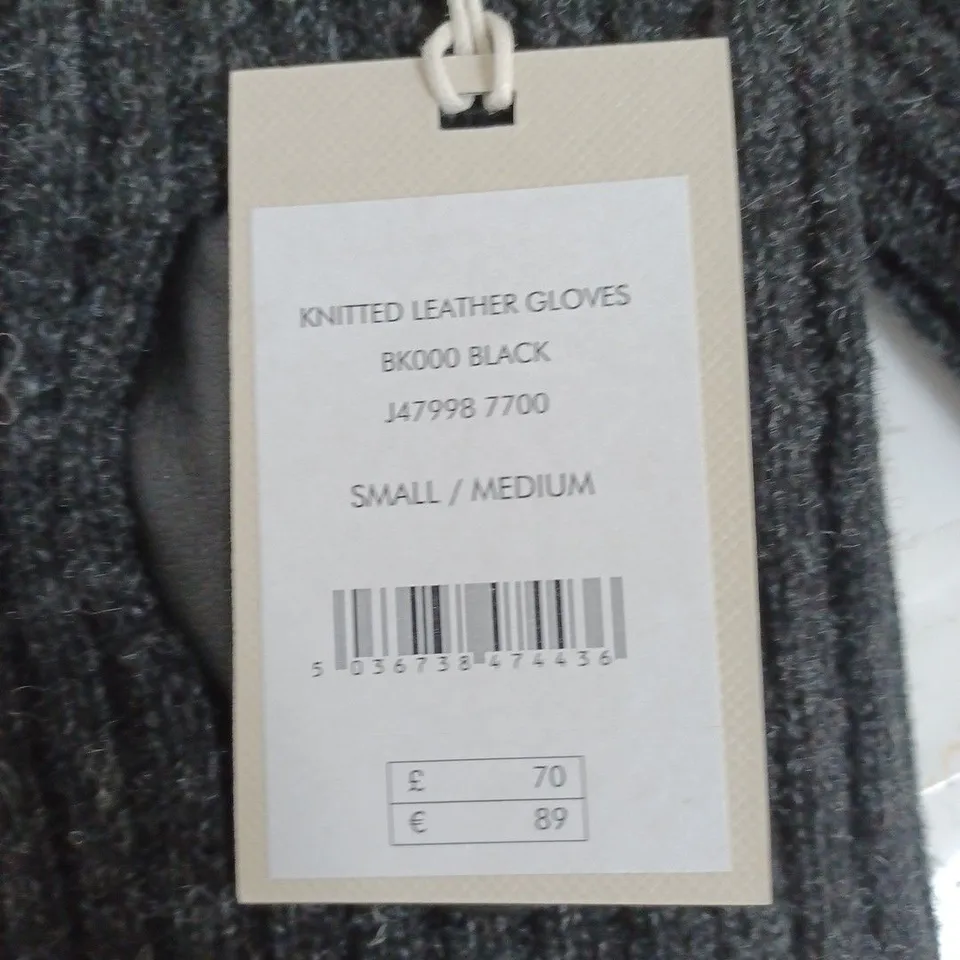 JIGSAW KNITTED LEATHER GLOVES S-M