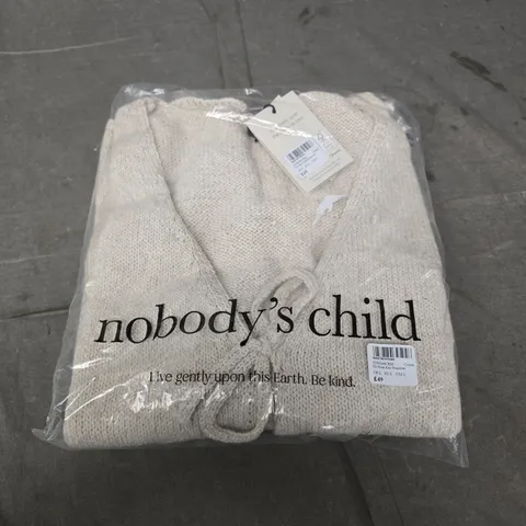 NOBODY'S CHILD TIE FRONT KNIT WAISTCOAT – CREAM – UK L