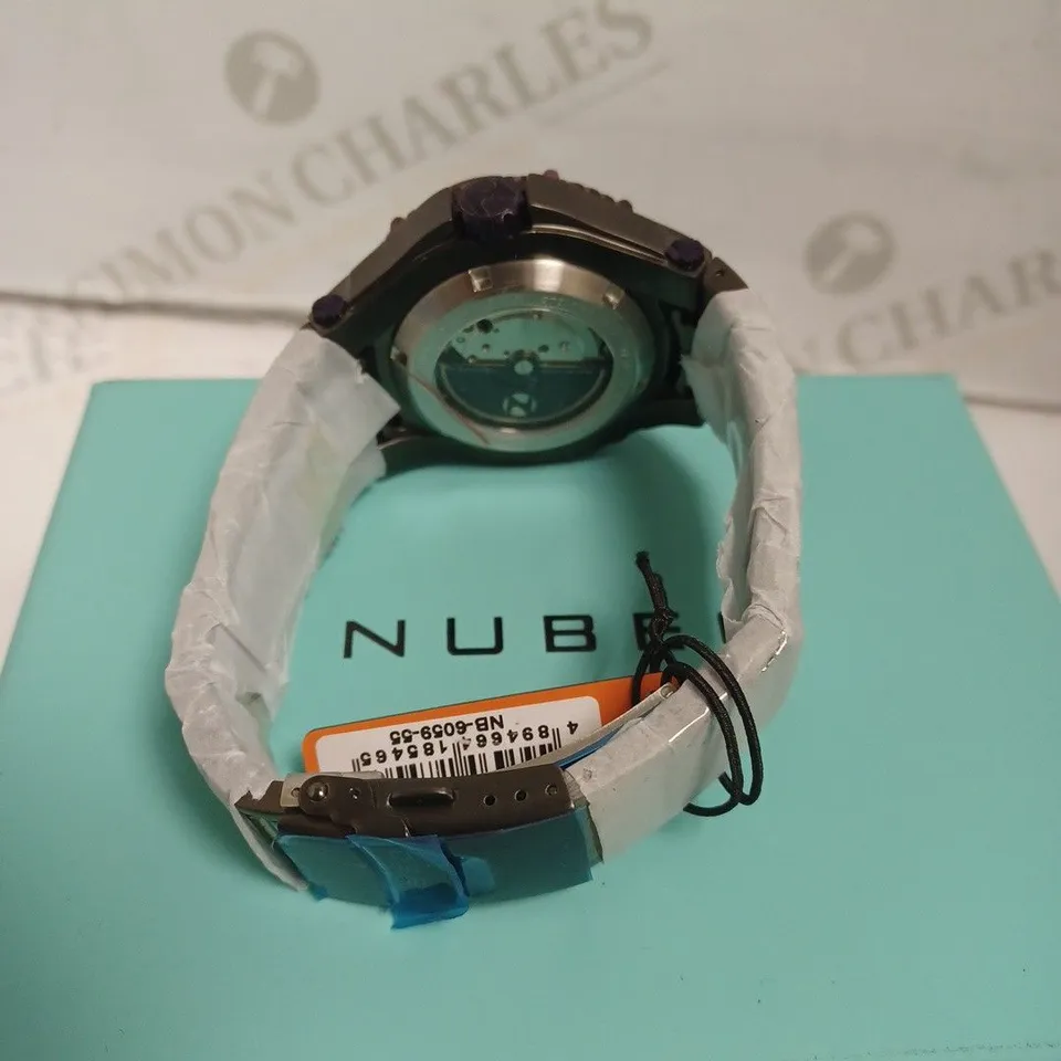 BOXED NUBEO GENTS MANTA LTD ED AUTOMATIC WATCH 070/080 - SKELETON BACK - STAINLESS STEEL - 30 ATM. 