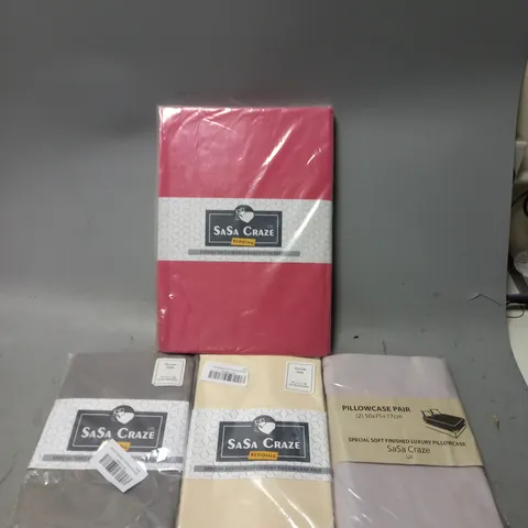 BOX OF APPROXIMATELY 10 ASSORTED SASA CRAZE BEDDING ITEMS TO INCLUDE - PILLOW CASE , FITTED SHEET 