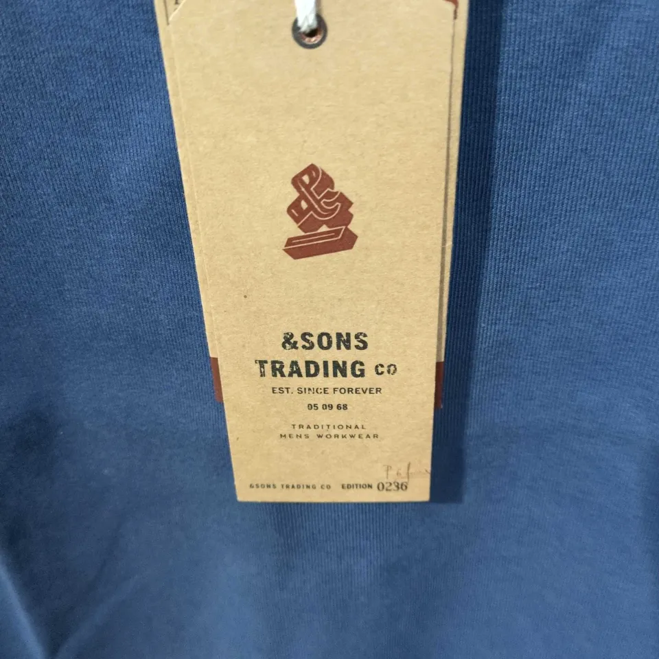 &SONS TRADING CO MEN’S BLUE POLO SHIRT – SIZE S