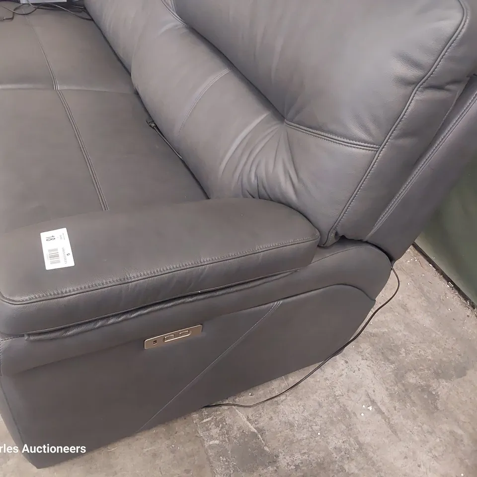 QUALITY BRITISH DESIGNER G PLAN SEATTLE POWER RECLINING THREE SEATER SOFA CAMBRIDGE PETROL BLUE LEATHER 