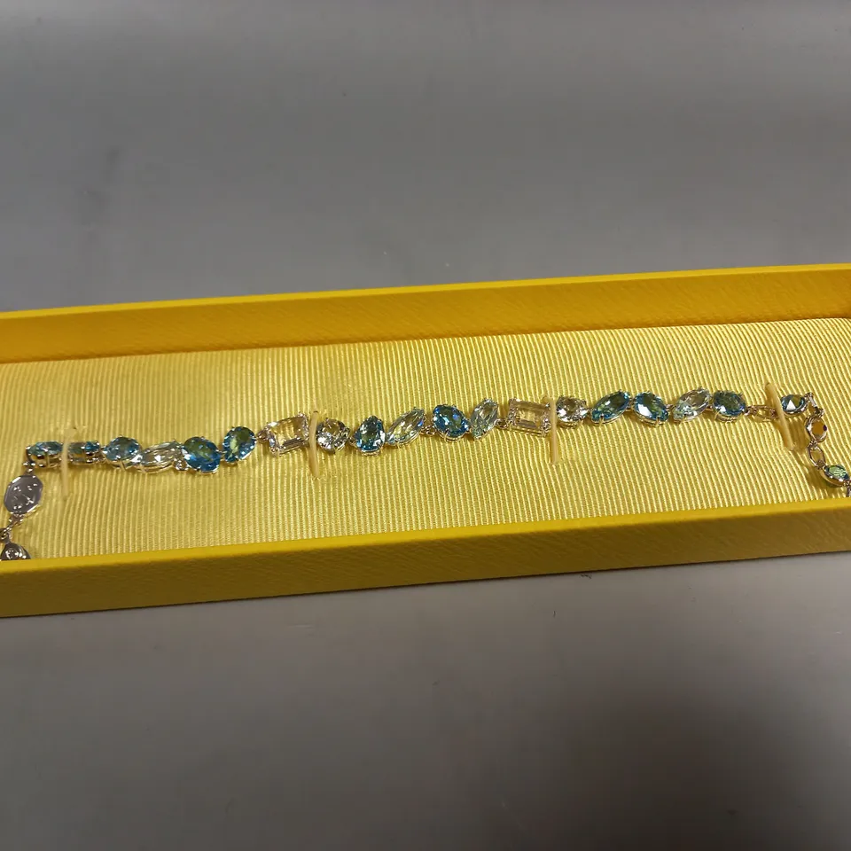 SWAROVSKI GEMA MIXED CUT BLUE RHODIUM PLATED BRACELET