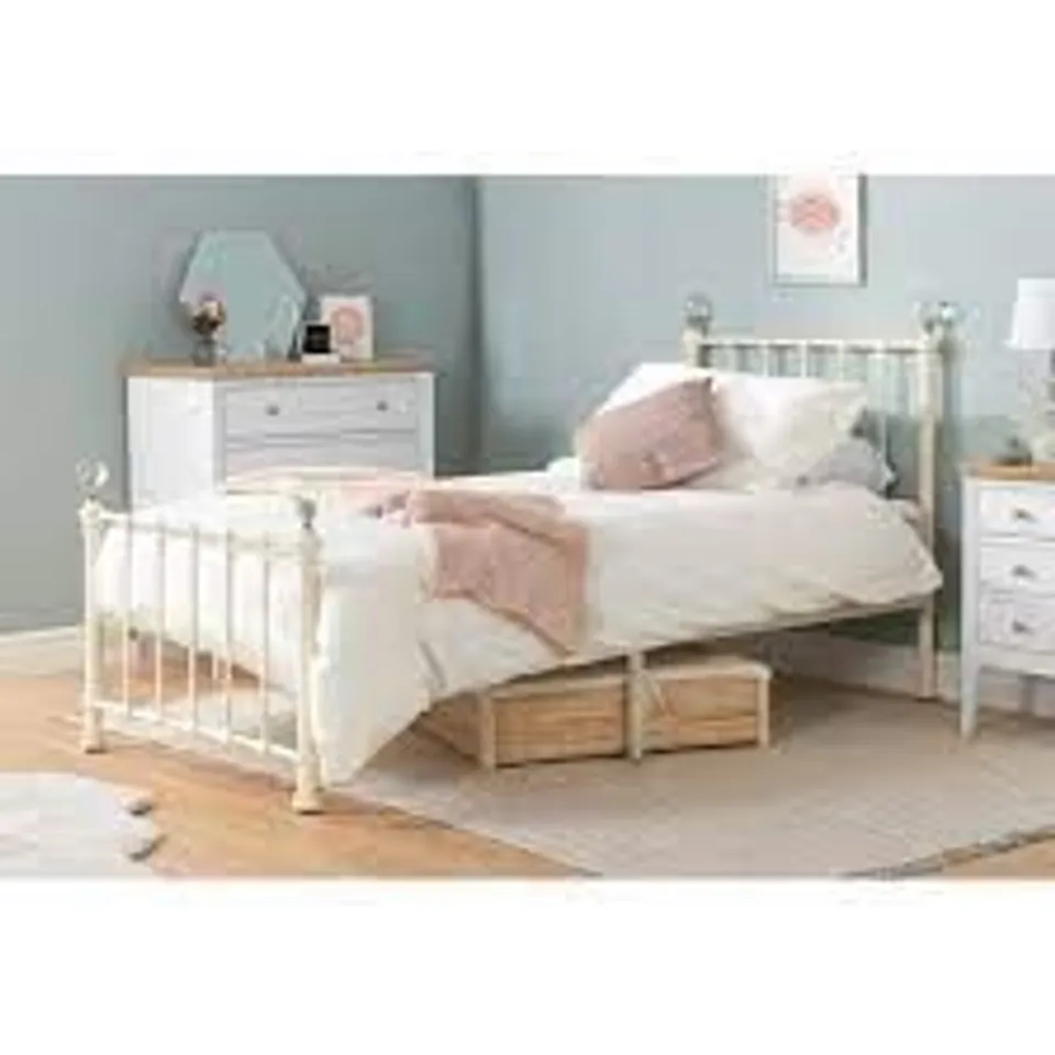 BOXED BROOKSTON SINGLE (3FT) BED FRAME - CREAM (1 BOX)