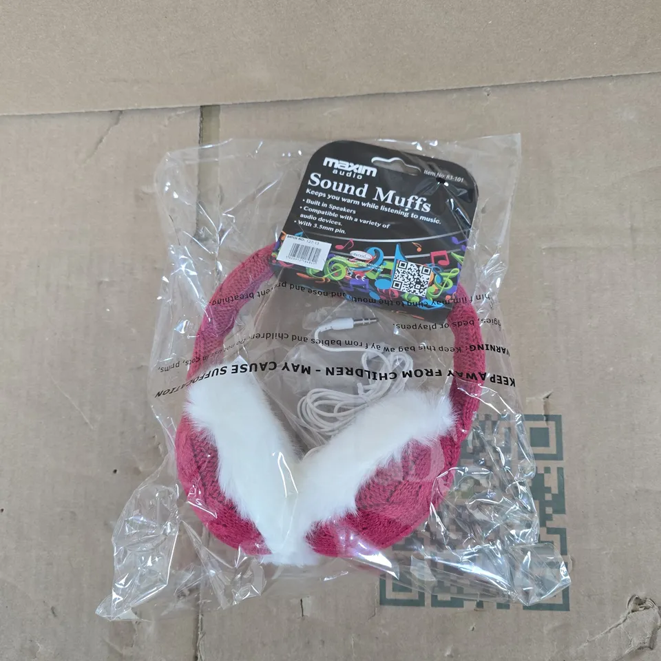 MAXIM AUDIO SOUND MUFFS – PINK EARMUFF HEADPHONES WITH BUILT-IN SPEAKERS (3.5MM)