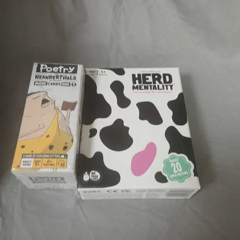 HERD MENTALITY & POETRY FOR NEANDERTHALS – TWO BOXED PARTY GAMES