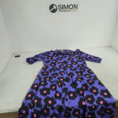 HELENE BERMAN LONDON PURPLE FLORAL DRESS, UK SIZE 12, MADE IN ENGLAND