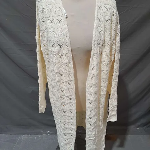 APRICOT OPEN CARDIGAN IN CREAM SIZE 14