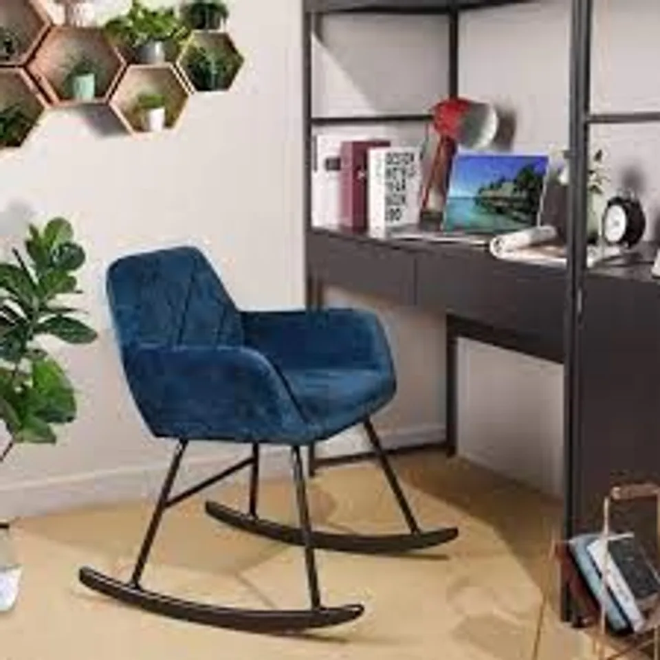 BOXED AUGUSTIN DARK BLUE ROCKING CHAIR (1 BOX)