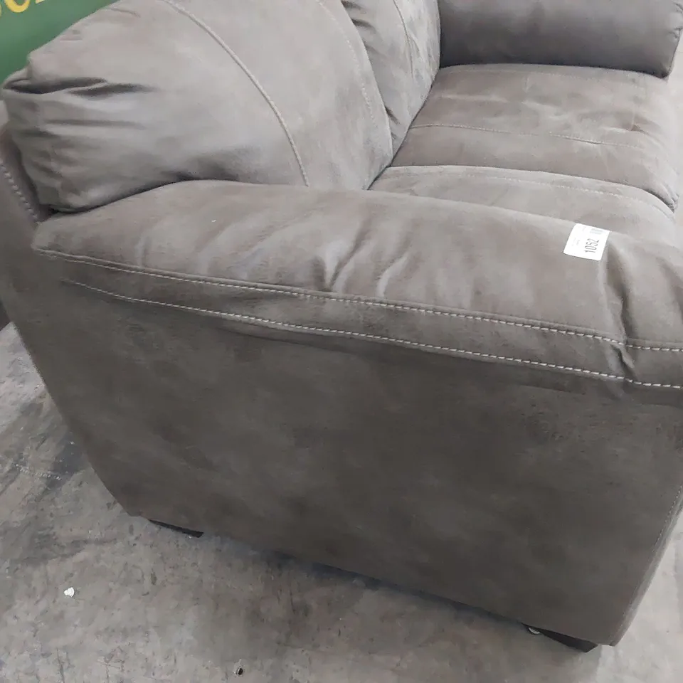 DESIGNER SCAFELL TWO SEATER SOFA GREY SUEDE WITH FEATURED STITCHING