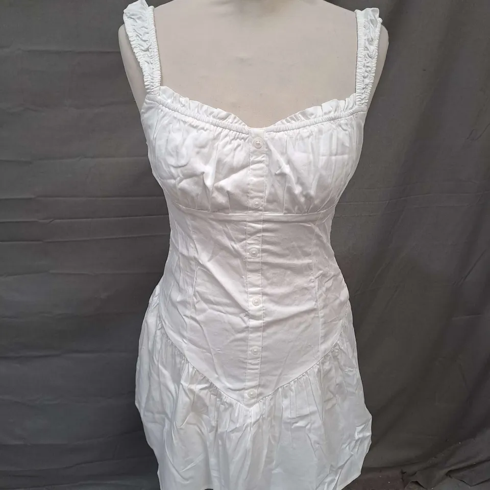 BERSHKA CORSET STYLE MINI DRESS IN WHITE SIZE S