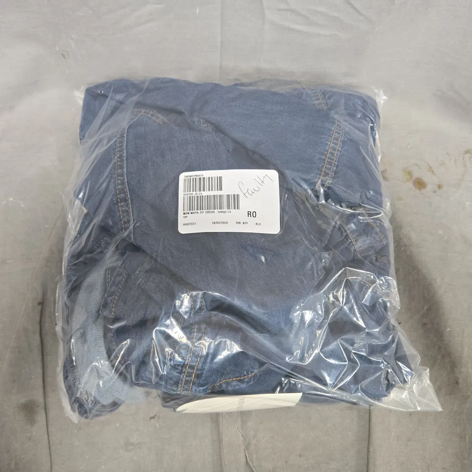 BAGGED MONSOON MAYA ZIP DRESS IN INDIGO SIZE LARGE