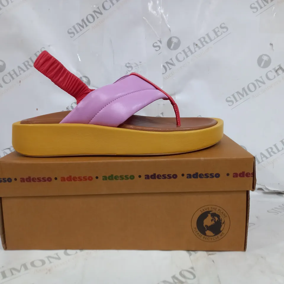 BOXED PAIR FOR ADESSO LEATHER PLATFORM SANDALS MULTI-COLOURED IN SIZE 6