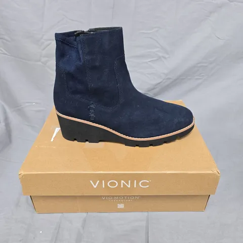 VIONIC WOMEN'S NAVY SUEDE ANKLE BOOTS – SIZE 6
