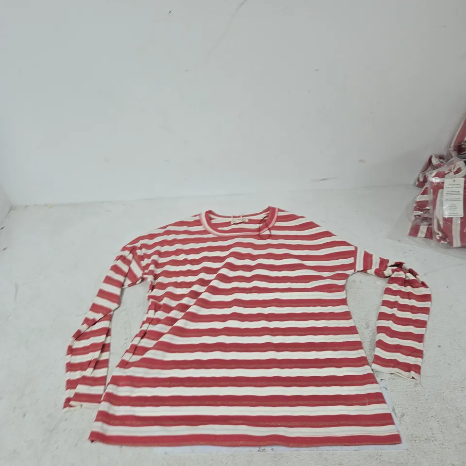 MUDFLOWER STRIPED LONG-SLEEVE TOP – PINK & WHITE, UK 10 (EU 38)