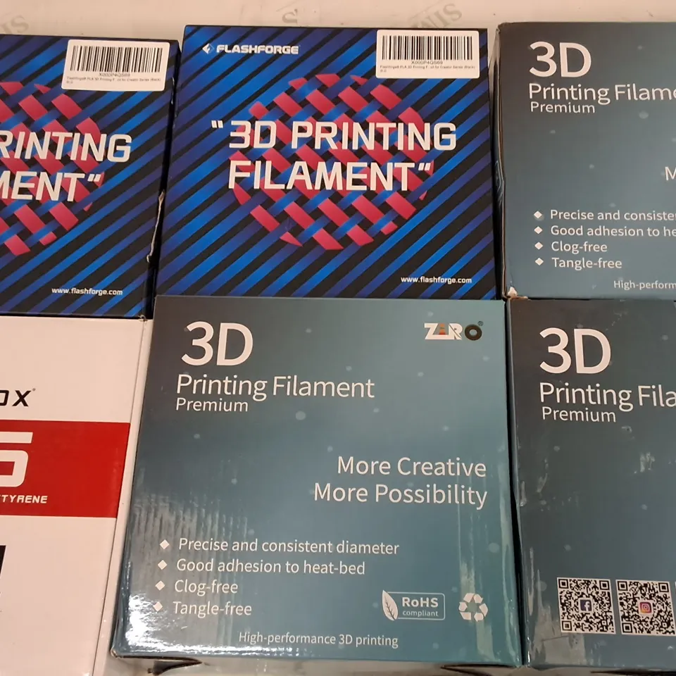 LOT OF 6 ASSORTED 1KG BOXES 9F 3D PRINTER FILAMENT