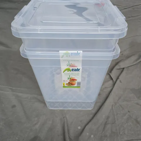 2 ASUDE 15 L DEEP STORAGE BOXES – CLEAR PLASTIC