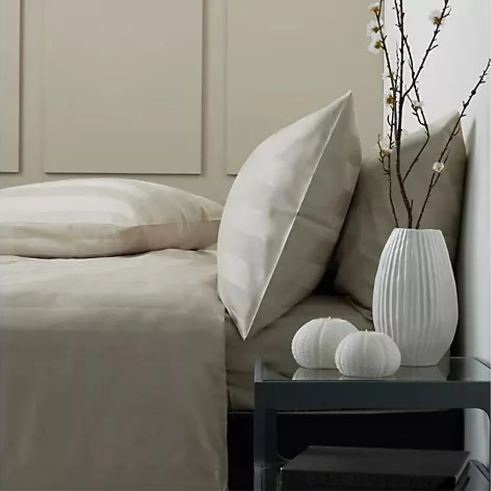 K BY KELLY HOPPEN STRIPE EMBOSSED 500TC 6 PIECE DUVET SET- TAUPE SUPER KING