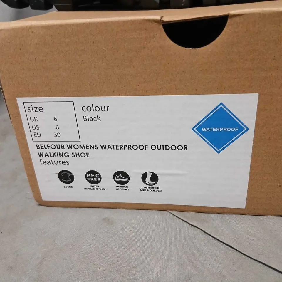 MOUNTAIN WAREHOUSE BELFOUR WOMEN'S WATERPROOF OUTDOOR WALKING SHOES – UK 6 (US 8, EU 39) – BLACK