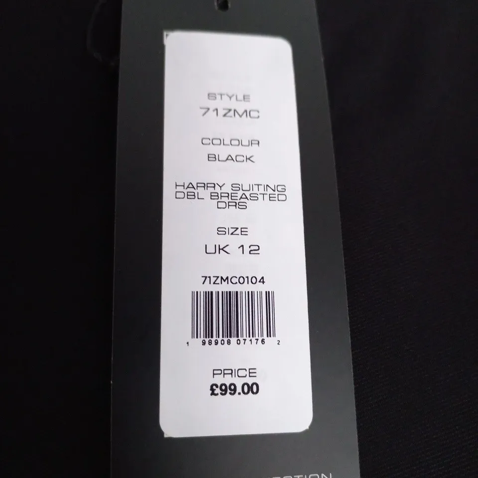 FRENCH CONNECTION HARRY SUITING DBL BREASTED DRESS IN BLACK - UK 12