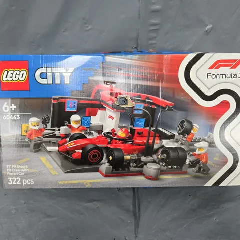 BOXED LEGO CITY F1 PIT STOP & PIT CREW WITH FERRARI CAR 60443