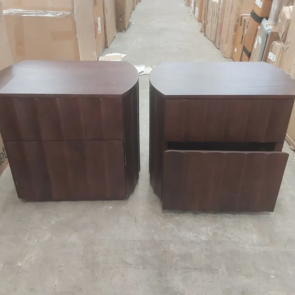 PAIR OF DANETTI DARK WOOD BEDSIDE TABLES