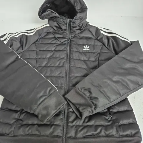 ADIDAS BLACK PUFFER JACKET - SIZE 14