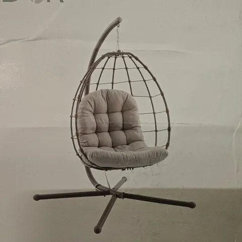 BOXED CREADER HAMBURG HANGING EGG CHAIR IN GREY - 1 BOX