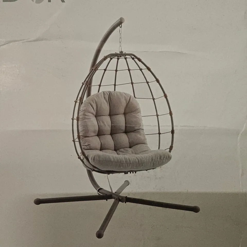 BOXED CREADER HAMBURG HANGING EGG CHAIR IN GREY - 1 BOX