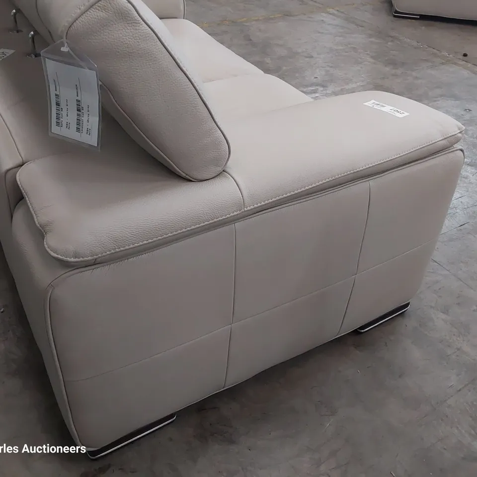 QUALITY ITALIAN DESIGNER MELO LOVESEAT/TWO SEATER SOFA WITH ADJUSTABLE HEADRESTS WHITE GREY LEATHER 