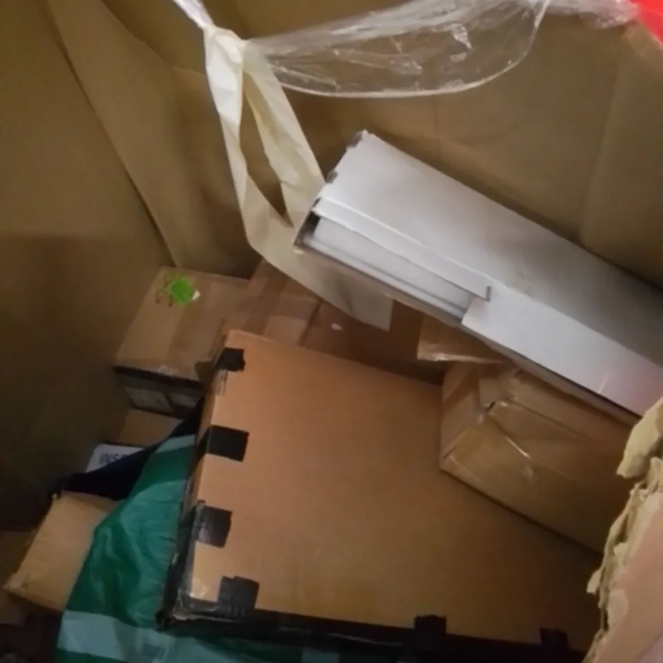 PALLET CONTAINING ASSORTED HOUSEHOLD & HOME IMPROVEMENT PRODUCTS. INCLUDES OFFICE CHAIR, INSECT KILLER UNIT, AIR MATTRESS, AIR COOLER ETC 