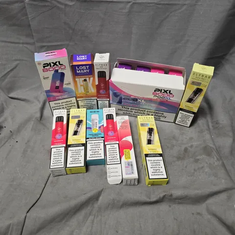 APPROXIMATELY 20 ASSORTED E-CIGARETTE PRODUCTS TO INCLUDE BRANDS SUCH AS PIXL, ELFBAR, SIKE, ETC - COLLECTION ONLY