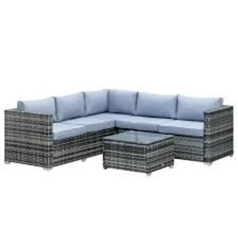 BOXED OUTSUNNY 4 PIECE RATTAN GARDEN CORNER SOFA SET (2 BOXES) 