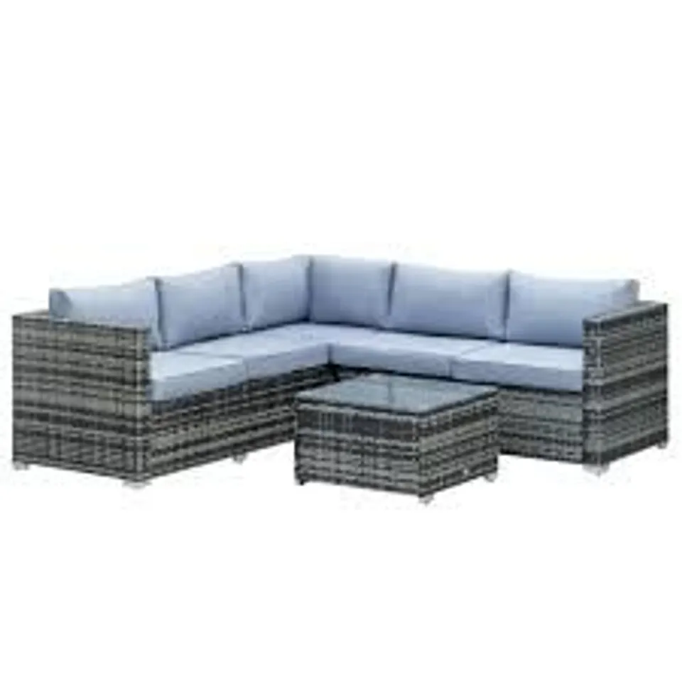 BOXED OUTSUNNY 4 PIECE RATTAN GARDEN CORNER SOFA SET (2 BOXES) 