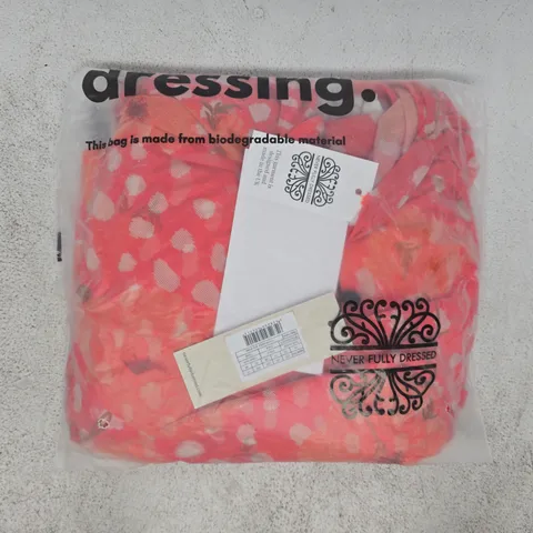 BAGGED NEVER FULLY DRESSED CORAL POPPY ARIA DRESS IN CORAL MULTI SIZE UK 14