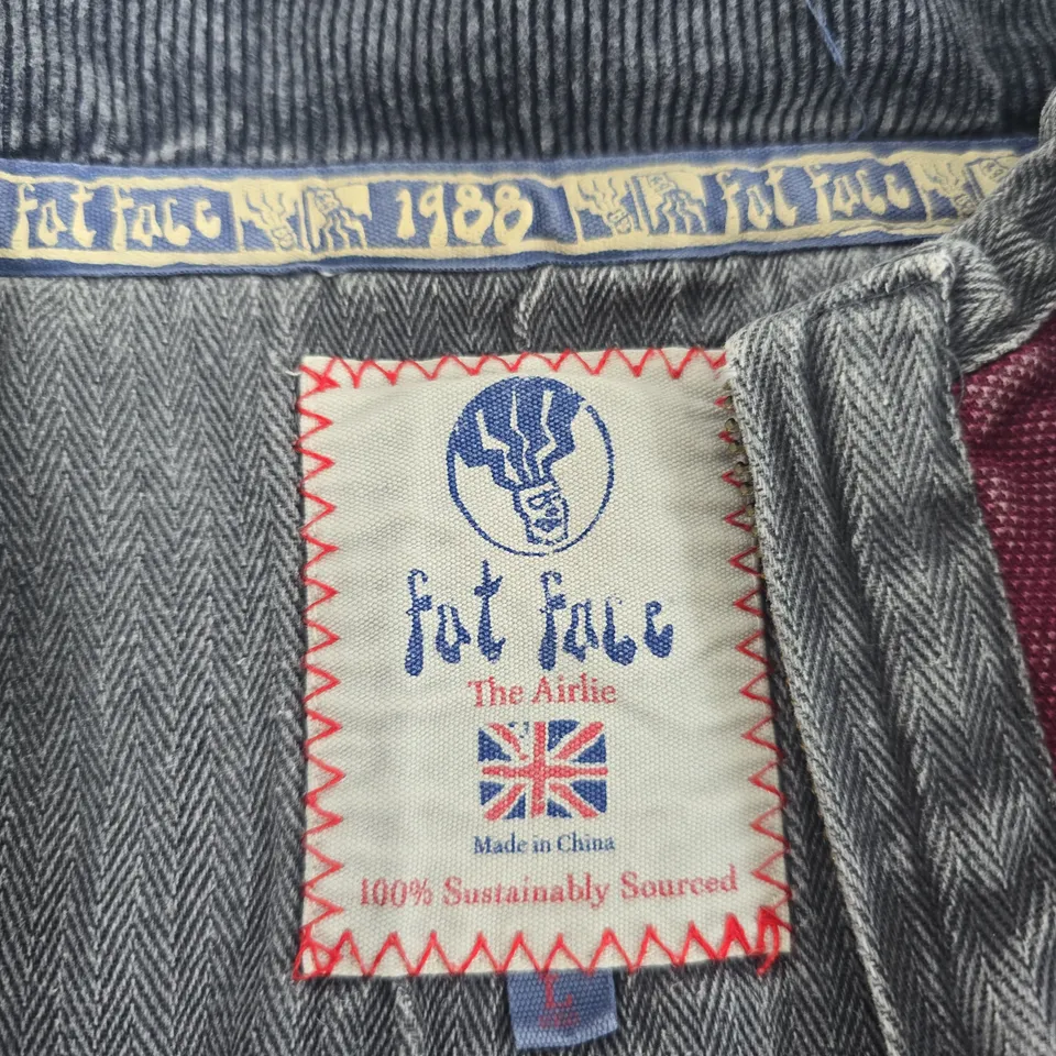 FAT FACE THE AIRLIE JACKET, MAUVE DENIM-LOOK WITH GREY SLEEVES – UK L
