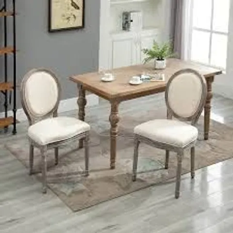 BOXED HOMCOM FRENCH-INSPIRED WOODEN DINING CHAIRS - SET OF 2 - GREY (1 BOX)