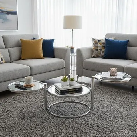 BOXED ASPECT ETERNITY SWIVEL COFFEE TABLE - CHROME/CLEAR (1 BOX)